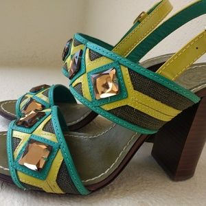 Embellished Canvas and leather Sandals